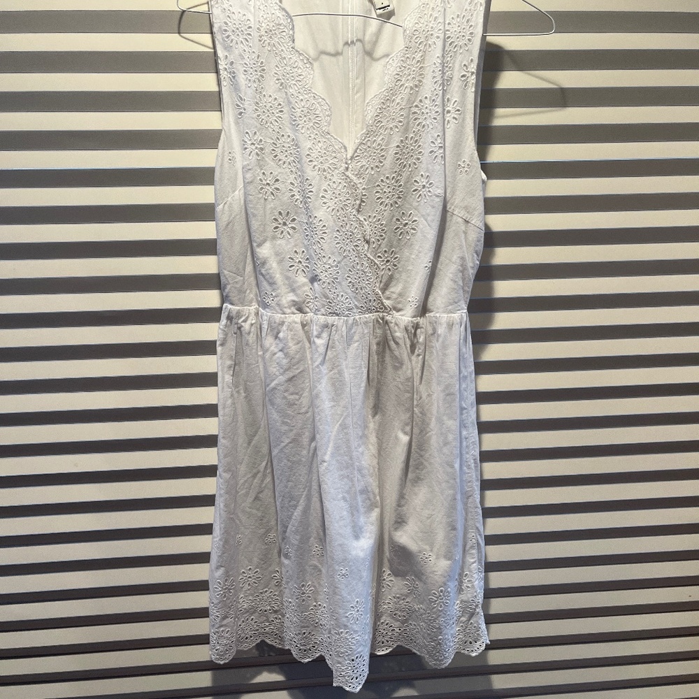 J crew white eyelet sleeveless dress